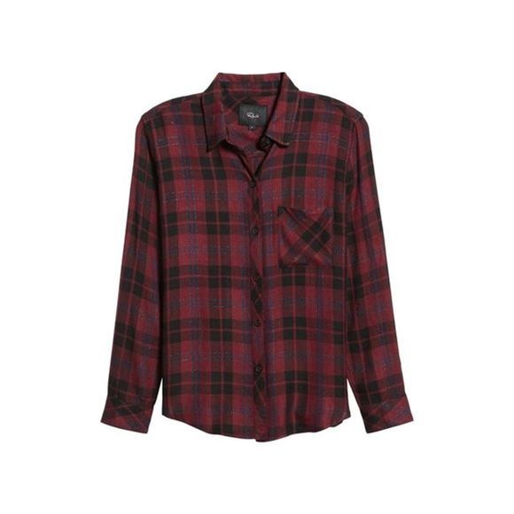 COPY - Rails Hunter Red Button Down Glittery Plaid Shirt - Picture 5 of 12